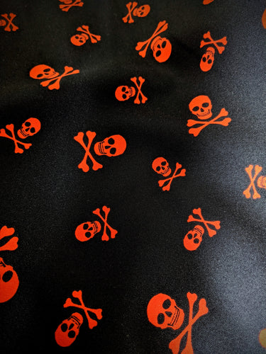 Black And Red Skull Crossbone Bi-Stretch Fabric, Halloween Fabric, Sewing Fabric